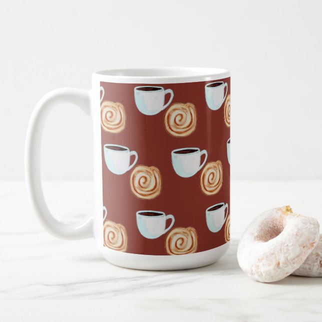 Watercolor Cinnamon Bun Pastry Coffee Coffee Mug (With Donut)