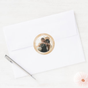Watercolor Circle Caramel Gold Agate Custom Photo Classic Round Sticker