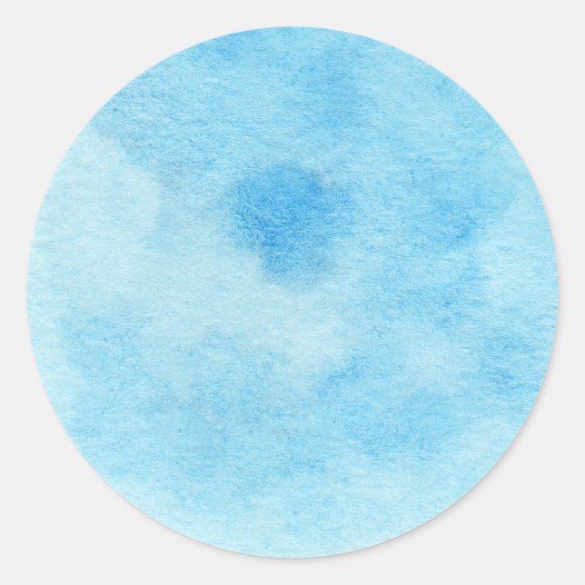 Watercolor circle in blue colour classic round sticker (Front)
