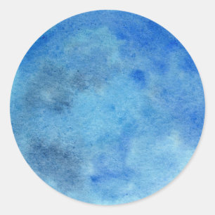 Watercolor circle in blue colour classic round sticker