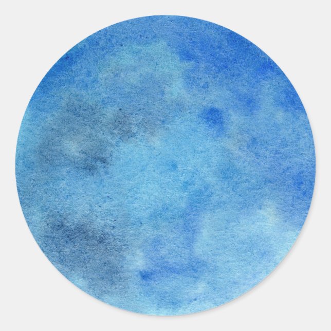 Watercolor circle in blue colour classic round sticker (Front)