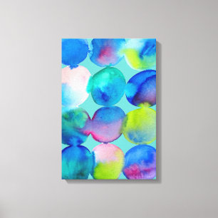 Watercolor circle pattern abstract art cool colour canvas print