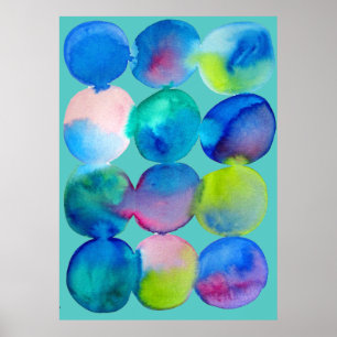 Watercolor circle pattern abstract art cool colour poster