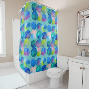 Watercolor circle pattern abstract art cool colour shower curtain