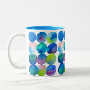 Watercolor circle pattern abstract art cool colour Two-Tone coffee mug