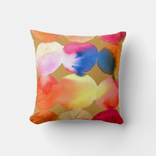 Watercolor circle pattern abstract art warm colour cushion