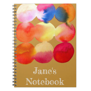 Watercolor circle pattern abstract art warm colour notebook