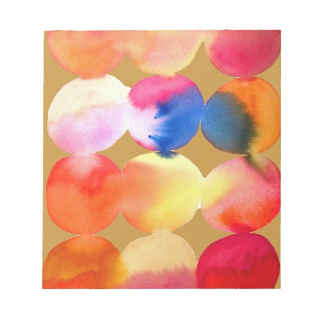 Watercolor circle pattern abstract art warm colour notepad (Front)