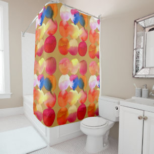 Watercolor circle pattern abstract art warm colour shower curtain