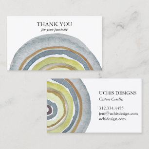 Watercolor Circles Abstract Minimalist Thank You Business Card