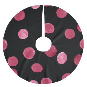 Watercolor Circles Black Background Pattern Brushed Polyester Tree Skirt