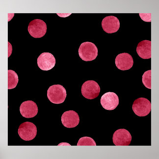 Watercolor Circles Black Background Pattern Poster