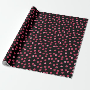 Watercolor Circles Black Background Pattern Wrapping Paper