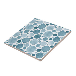 Watercolor Circles - Blue Tile