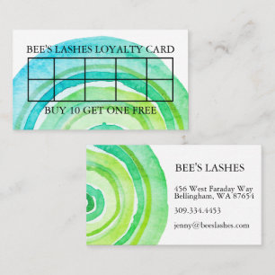 Watercolor Circles Ring Abstract Minimalist Green Loyalty Card