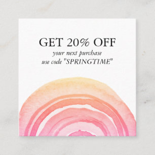 Watercolor Circles Ring Abstract Minimalist Pink Discount Card