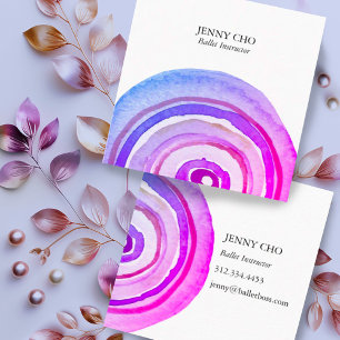 Watercolor Circles Ring Abstract Minimalist Purple Square Business Card
