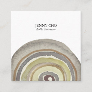 Watercolor Circles Rings Abstract Minimal Neutrals Square Business Card