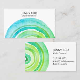 Watercolor Circles Rings Abstract Minimalist Green Business Card