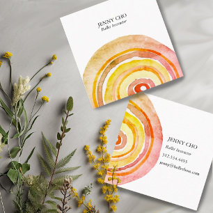 Watercolor Circles Rings Abstract Minimalist Warm Square Business Card