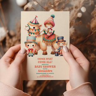 Watercolor Circus Animals Baby Shower Invitation