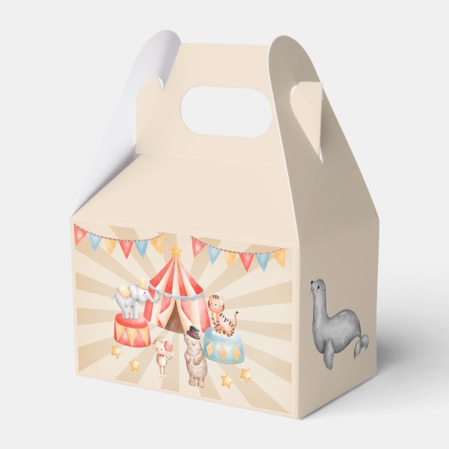Watercolor Circus Animals Birthday Favour Box (Front Side)