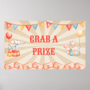 Watercolor Circus Animals Birthday Party Station Poster