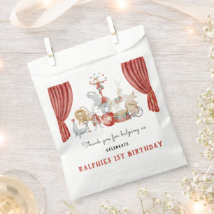 Watercolor Circus Animals Birthday Thank you Favour Bags