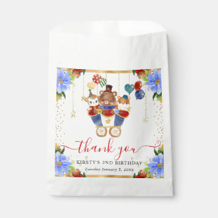 Watercolor Circus Animals Train Floral Birthday Favour Bags