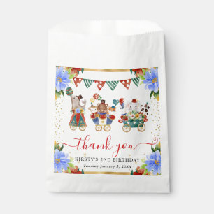 Watercolor Circus Animals Train Floral Birthday Favour Bags
