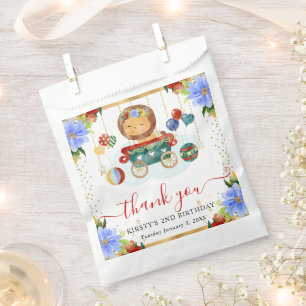 Watercolor Circus Lion Train Floral Birthday Favour Bags