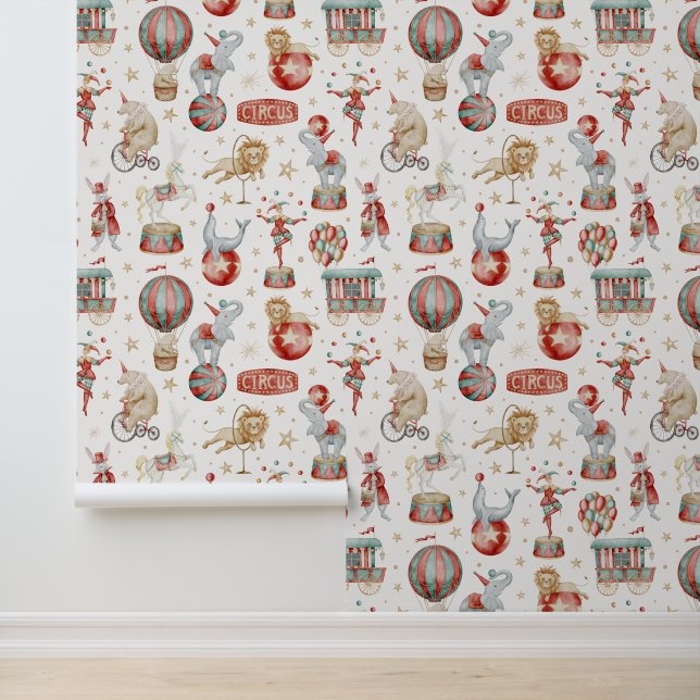 Watercolor Circus Performers and Animals Wallpaper (Application)