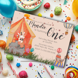 Watercolor Circus Vintage County Fair Carnival  Invitation