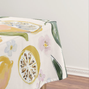 Watercolor Citrus & Blueberry Pattern Tablecloth