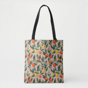 Watercolor Citrus Branches Ornament Pattern Tote Bag