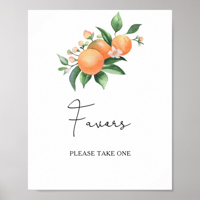 Watercolor citrus - bridal favours please take one poster (Front)