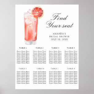 Watercolor Citrus Cocktail Wedding seating chart