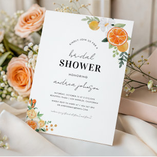 Watercolor Citrus Floral Blossom Bridal Shower     Invitation
