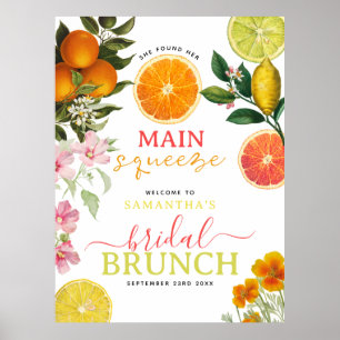 Watercolor Citrus Floral Bridal Shower Brunch Arch Poster
