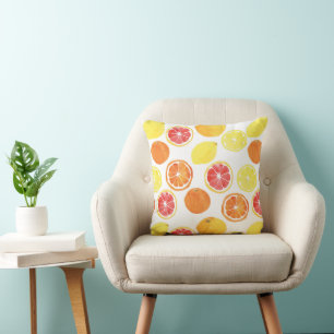 Watercolor Citrus Fruit Pattern Cushion
