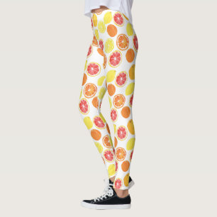 Watercolor Citrus Fruit Pattern Leggings