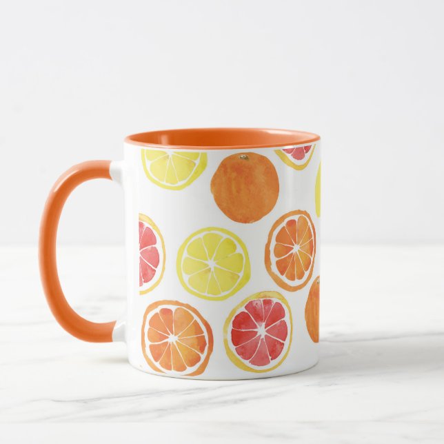 Watercolor Citrus Fruit Pattern Mug (Left)