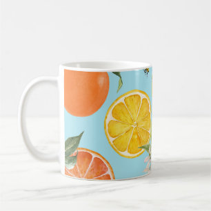 Watercolor Citrus Fruits: Hand Drawn Coffee Mug