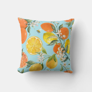 Watercolor Citrus Fruits: Hand Drawn Cushion