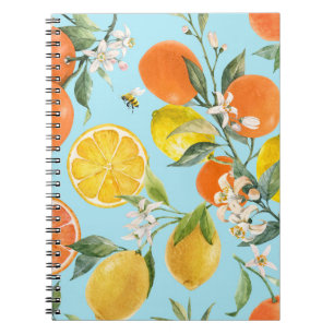 Watercolor Citrus Fruits: Hand Drawn Notebook