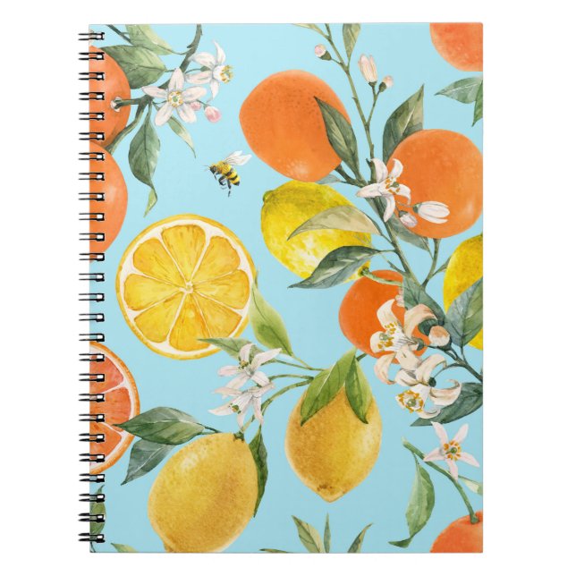 Watercolor Citrus Fruits: Hand Drawn Notebook (Front)