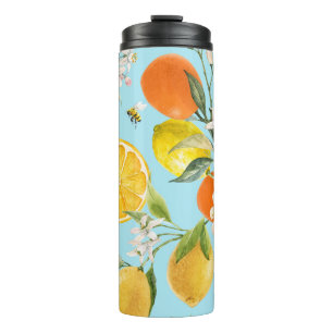 Watercolor Citrus Fruits: Hand Drawn Thermal Tumbler