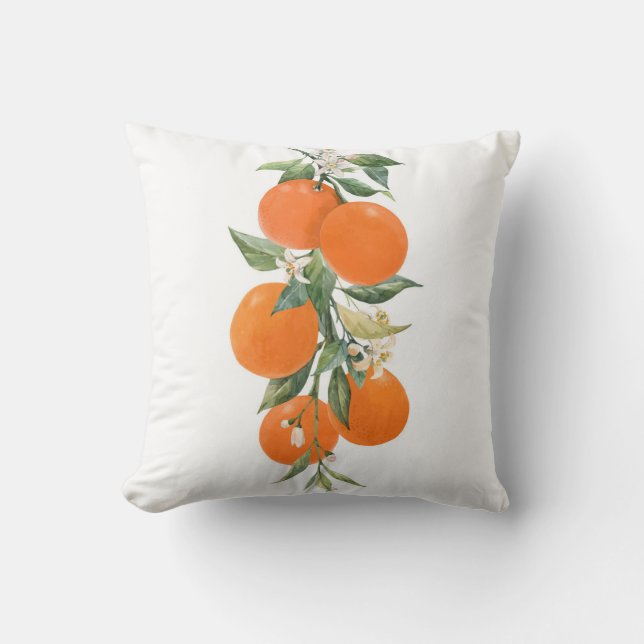 Watercolor citrus fruits orange lemon cushion (Front)