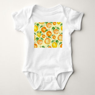 Watercolor citrus fruits, tropical pattern. baby bodysuit