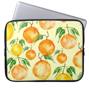 Watercolor citrus fruits, tropical pattern. laptop sleeve